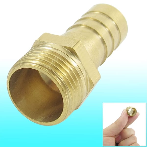 12mm Hose Barb Fitting 3/8" PT Male Thread Straight Coupler Gold Tone